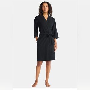 Waffle Knit Classic Black Belted Robe True 4x Plus Sized